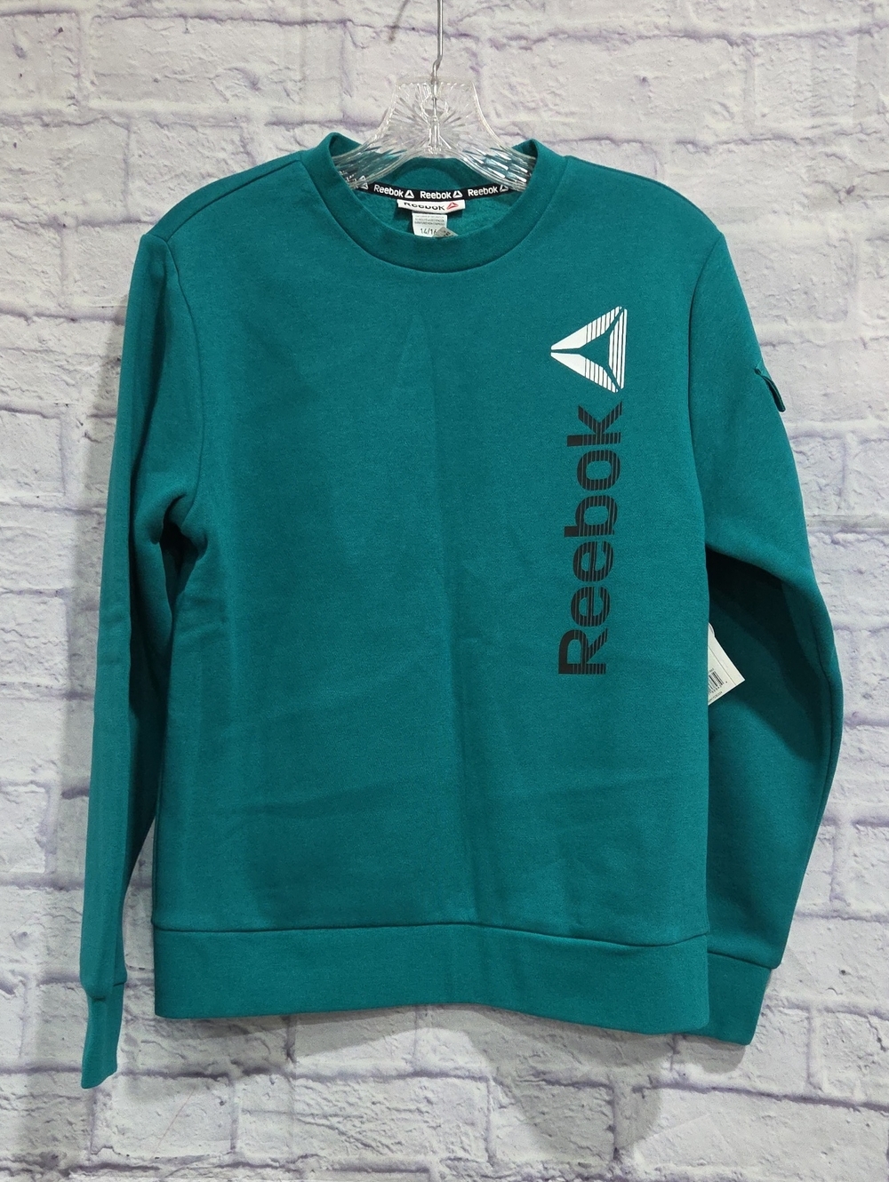 Reebok Teal Green Crewneck Sweatshirt with Vertical Logo